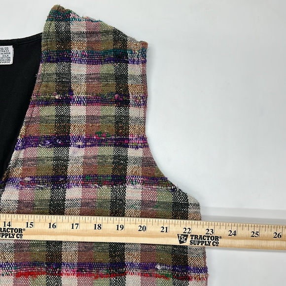 Vintage women’s Forelli‎ Plaid vest size 18/20 wooden loop buttons (B6) - Picture 6 of 8